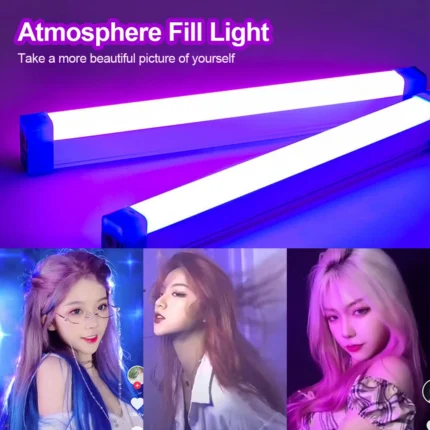 Portable RGB LED light stick showing multi-color illumination options
