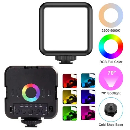 Portable RGB LED video light for camera and vlogging