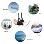 Portable travel footrest hammock with adjustable straps for comfort