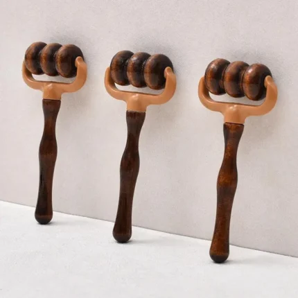 Handheld wooden muscle roller for deep tissue massage