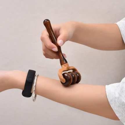 Handheld wooden muscle roller for deep tissue massage