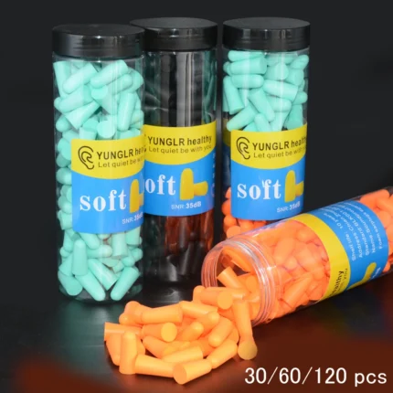 Soft foam earplugs for noise reduction and comfortable sleep