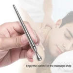 Dual-tip stainless steel acupressure massage tool for body and face