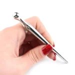Dual-tip stainless steel acupressure massage tool for body and face