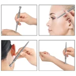 Dual-tip stainless steel acupressure massage tool for body and face