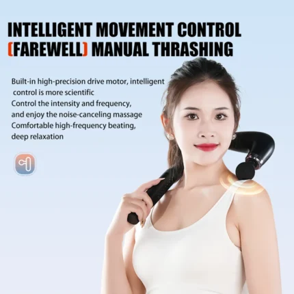 U-shape massage gun with interchangeable heads for deep tissue relief