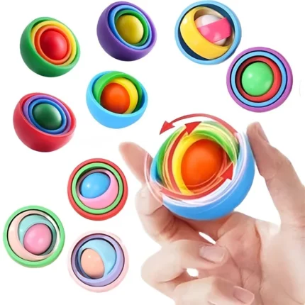 Rainbow multi-layer spinning fidget sphere toy for stress relief
