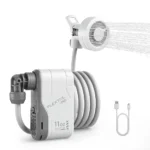 Portable outdoor shower pump for camping and hiking