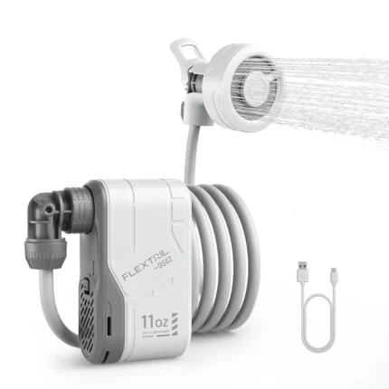 Portable outdoor shower pump for camping and hiking