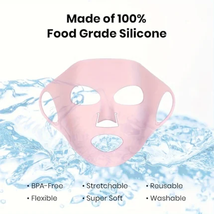 Pink reusable silicone face mask cover for sheet mask