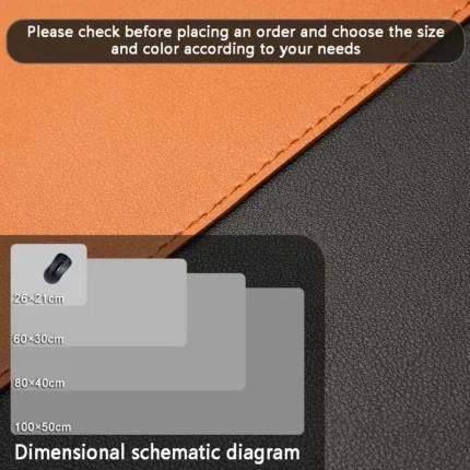 Reversible PU leather desk mat for office and home