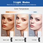 RGB LED video light with clip for laptop, phone, streaming