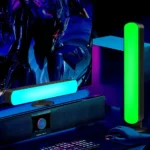Smart RGB LED light bars enhancing a gaming desk setup