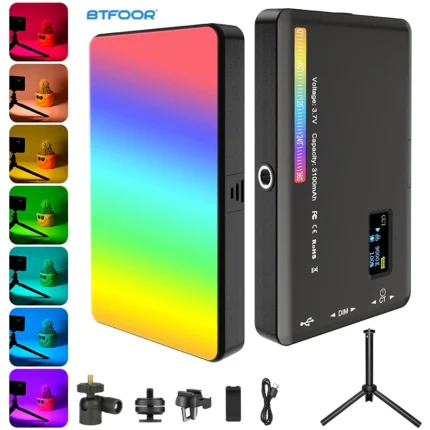 Portable RGB LED video light full color