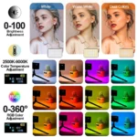 Portable RGB LED video light full color