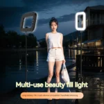 RGB LED video light with phone mount for vlogging
