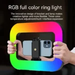 RGB LED video light with phone mount for vlogging