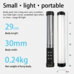 RGB LED video light stick with tripod and magnetic mount
