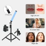 RGB LED video light stick with tripod and magnetic mount