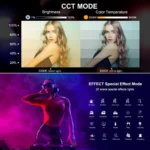 RGB LED video light stick with display and control buttons