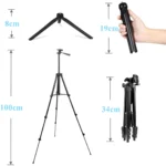 RGB ring light kit with dual tripods, remote, phone holder