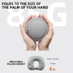 Self-inflating travel neck pillow, compact and ergonomic