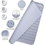 Grey silicone dish drying mat set of 3 with wavy ridges
