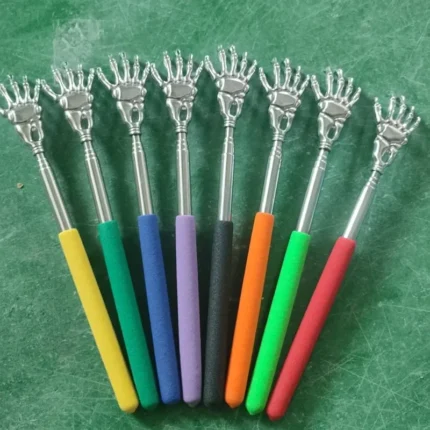 Telescopic skeleton hand back scratcher with colorful handle