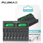 Smart 8-slot AA AAA Ni-MH Ni-CD battery charger with LCD display.