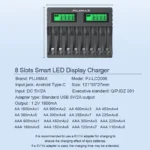 Smart 8-slot AA AAA Ni-MH Ni-CD battery charger with LCD display.