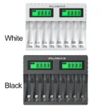 Smart 8-slot AA AAA Ni-MH Ni-CD battery charger with LCD display.