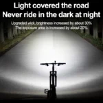 Smart bicycle headlight with auto sensor and LCD display for night cycling.