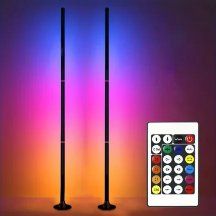 RGB Corner LED Floor Lamp with Remote Control and Dynamic Colors