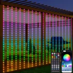 Smart RGB LED curtain string lights for outdoor party decor