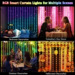 Smart RGB LED curtain string lights for outdoor party decor
