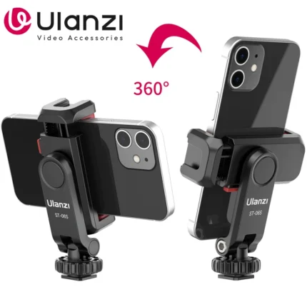 360 degree rotating smartphone cold shoe tripod mount