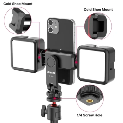 360 degree rotating smartphone cold shoe tripod mount