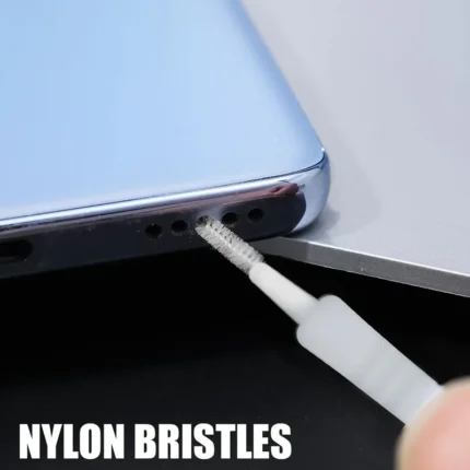 Smartphone port cleaning kit with brushes and dust plugs