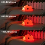 Soft silicone ladybug night light with multi-color and dimmable settings