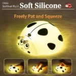 Soft silicone ladybug night light with multi-color and dimmable settings