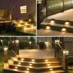 Solar powered LED deck and step lights for outdoor railings
