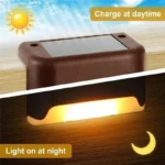 Solar powered LED deck and step lights for outdoor railings
