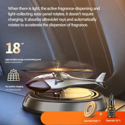 Solar Helicopter Car Air Freshener with auto-rotate fragrance diffuser