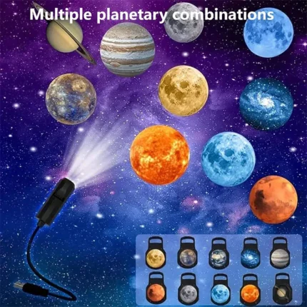 USB planetarium projector with interchangeable solar system films and flexible gooseneck.