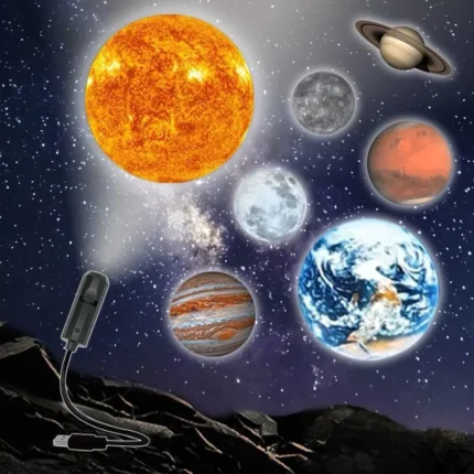 USB planetarium projector with interchangeable solar system films and flexible gooseneck.
