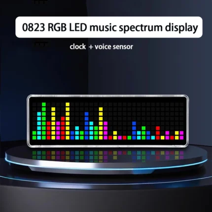 RGB LED music spectrum display with voice sensor and clock