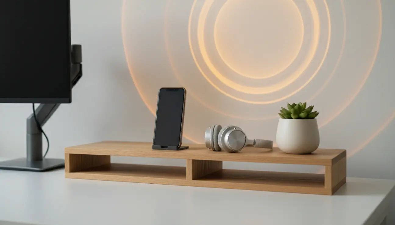 Minimalist desk shelf organizer for standing desk essentials.