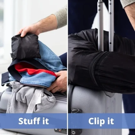 Stuffable travel neck pillow with hidden clothing storage