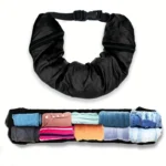Stuffable travel neck pillow with hidden clothing storage