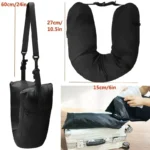Stuffable travel neck pillow with hidden clothing storage